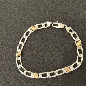 Tiffany sterling silver link bracelet with gold accents